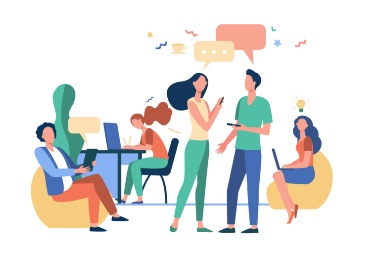 Equipo de trabajo interactuando. MENTORAES explica lo que se puede hacer para controlar el estrés.