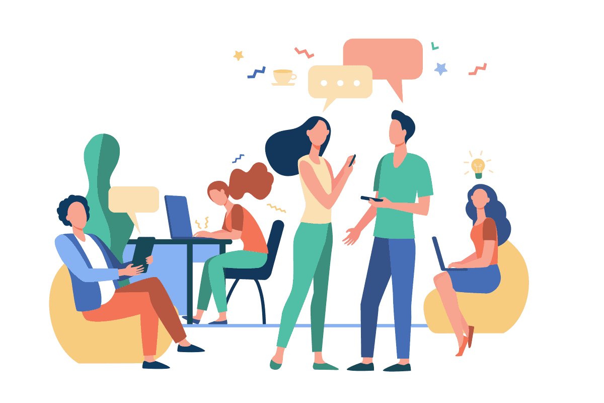 Equipo de trabajo interactuando. MENTORAES explica lo que se puede hacer para controlar el estrés.