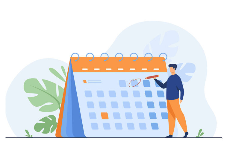 Manager señalando fecha calendario. MENTORAES hace coaching para mejorar el liderazgo con paciencia